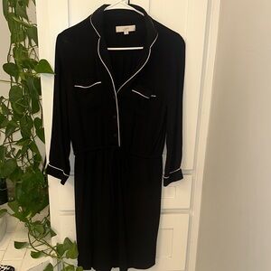 LOFT Black Dress with White Piping Small